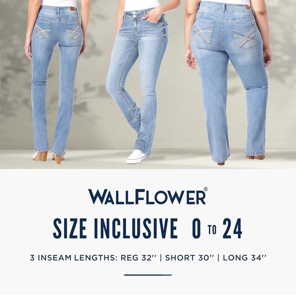 WallFlower Luscious Curvy Bootcut Jeans for Women Mid-Rise Insta Stretch 5 Short - Picture 8 of 9
